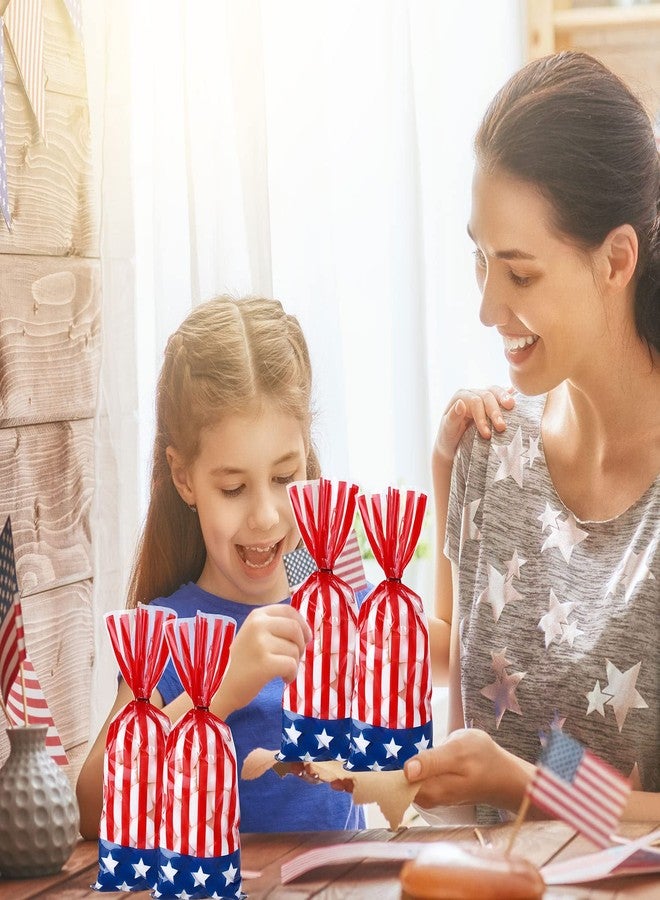Whaline 150Pcs Patriotic Cello Candy Bags 4th of July Stars Stripes Cellophane Bags with Twist Tie American Flag Party Candy Goodie Treat Bag for Independence Day Memorial Day Party Favor Supplies - Image 5